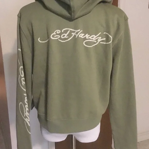 🌹2X HOST PICK🌹 ED HARDY “LOVE KILLS SLOWLY” GREEN PULL OVER HOODIE/NWT/SZ L - Picture 4 of 15